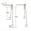925银3mm耳珠吊加两条十字链，规格：15x25mm，925银耳饰配件，耳坠配件， DIY饰品配件