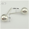 925银圆珠形耳钉，规格：6mm，饰品配件，耳钉塞子，银珠子耳钉