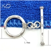 925银印花OT扣，规格：16mm，珍珠银饰配件，手链扣子，925银链扣