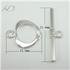 925银心形OT扣，规格：21.6mm，银配件，心形链扣，925银接头扣