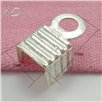 925银丝带夹，规格：6x10mm，银饰品配件，银夹片，银皮绳夹片