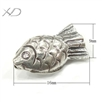 925银泰银鱼形手工配件，规格：9x16mm，孔径：1mm，银饰批发，串珠配件