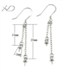 925银弹簧耳钩加两条十字链吊珠盘，规格：15x25mm，银耳钩配件，耳坠配件，DIY珍珠饰品