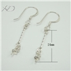 925银光身耳钩加吊珠盘，规格：24mm，925银耳环，耳钩diy珍珠配件，耳环银