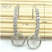 925银镀白金单排镶钻耳环，规格：24mm，时尚首饰配件，镶嵌耳钩， 珍珠耳坠 