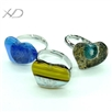 心形琉璃戒指，规格：16x19mm，开口圈琉璃戒指（花纹颜色随机）