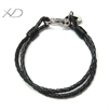 真皮编织高档手链绳，不锈钢扣手绳，规格：3mm乘2条，手链绳