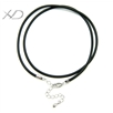 胶绳银方扣加尾链加水滴，规格：2.0mm，银扣首饰项链绳，黑色项链，黑色绳子项链女