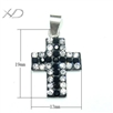 925银双色十字架吊坠，规格：19x13mm，时尚吊坠批发，十字架吊坠，仿水晶十字架吊坠