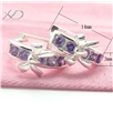 925银蝴蝶结紫锆耳环，规格：3x14mm，银饰，银耳环，耳环批发厂家批发
