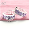 925银镶紫钻耳环，规格：4.5x14.5mm，银饰批发，银耳环，银耳钉批发