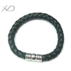 9mm真皮银扣编织手绳，规格：8寸，银磁铁扣手链绳，皮绳手链手绳，编织手链