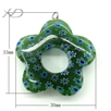 时尚花形吊坠合金扣，规格：30x33mm，琉璃饰品（花纹颜色随机）