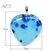 时尚心形琉璃吊坠合金扣，规格：30x31mm，特色饰品（花纹颜色随机）