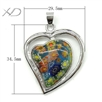 千花琉璃心形吊坠合金扣，规格：29.5x34.5mm，双心饰品（花纹颜色随机）