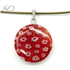 时尚千花琉璃吊坠合金扣，规格：20mm，琉璃饰品（花纹颜色随机），扁形吊坠