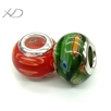 千花琉璃大孔珠子，规格：11x14mm，流行饰品，手工珠子（花纹颜色混批）