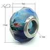 千花琉璃手工饰品，多角型大孔珠，规格：9x14mm，孔径：4.5mm，时尚琉璃小饰品