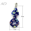 千花琉璃吊坠，合金扣吊坠，规格：12x28mm，时尚首饰（花纹颜色随机）