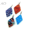 千花菱形吊坠合金扣，规格：19x32mm，时尚吊坠，首饰批发（花纹颜色随机）