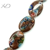 扁椭圆金砂珠子，规格：18x25mm，千花琉璃珠子