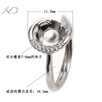 925银音乐符珠子戒托镀白金（适合用7-9mm的珠子），圈内直径：16.5mm，银戒指托，琥珀戒指托 925，925银戒指空托 活口