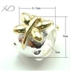 925银蜻蜓形潘家珠子镀黄金，规格：6.5x8mm，孔径：5mm，潘家首饰，银珠手串，银珠子
