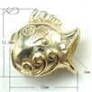 925银幸运鱼潘家珠子镀黄金，规格：12x12.5mm，孔径：5mm，925银潘家大孔珠，银手串，银珠子