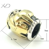 925银油黑12生肖羊潘家珠子镀黄金，规格：9x9.7mm，孔径：5mm，潘家珠子配件，银珠子批发，银珠手串
