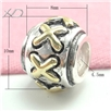 925银X形潘家珠子镀黄金，规格：8x10mm，孔径：4.5mm，时尚潘家珠子，银珠子 925，隔片隔珠