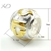 925银镀黄金天秤座潘家珠子，规格：8.5x9mm，孔径：5.3mm，925银潘家首饰配件，银珠手串，银珠子