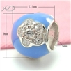 925银花形镶锆潘家珠子，规格：7.5x9mm，孔径：5mm，潘家大孔珠，银珠手串，银珠 银