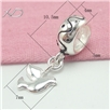 925银小鸟形潘家珠子，规格：4x10.5mm，孔径：5mm，流行潘家珠，隔片隔珠批发，手串隔片
