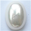 南海洋壳珍珠耳环，半孔半椭圆形，规格：19x14x7mm，贝珠南洋扁片耳钉