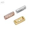 925银两排长方形手链项链镀白金，规格：6x14mm 厚度：2.5mm，925银隔珠配件双排，银双排手链配件，隔珠配件