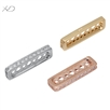 925银四排长方形手链项链镀白金，规格：6.2x22mm 厚度：2.5mm，手链项链配件，银隔片批发，隔珠配件