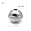 925银环球镶锆圆珠镀白金，规格：12.5mm 孔径：2.8mm，银珠子手链，银隔珠，银隔珠12mm