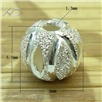 925银缕空车花珠，规格：6mm 孔径：1.3mm，银饰品批发，925银隔珠，银珠手串