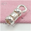 925银螺纹皮绳头，规格：2.2x9mm，饰品配件批发，皮绳扣子，皮绳连接扣