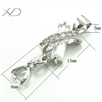 925银X形镶锆吊坠夹镀白金，规格：8x13mm，水晶吊坠扣头，银吊坠，吊坠扣夹扣