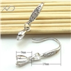 925银镶锆耳钩，规格：9x18mm，银耳饰配件，宝石翡翠耳饰夹扣，耳坠配件