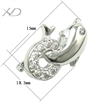 925银镶锆海豚夹扣，规格：10.5x15mm，925银吊坠扣夹扣，水晶吊坠扣，吊坠夹扣