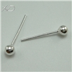 925银圆珠形耳钉，规格：0.6x4x11mm，银配件（每盒30对），银耳钉，耳钉批发